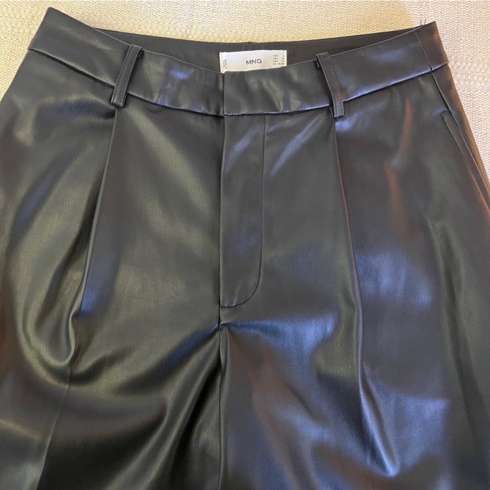 Mango Black Faux-Leather Gaucho Pants - Picture 10 of 16